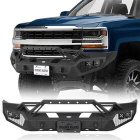 Bxg.9038 Hooke Road Steel Front Bumper With Winch Plate And Led Light Fit 2016-2018 Chevy Silverado 1500
