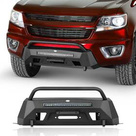 Bxg.9113-s Hooke Road Front Bumper With Winch Plate And Led Light Bar For 2015-2020 Chevy Colorado Trucks