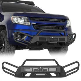 Bxg.9118-s Hooke Road Steel Front Bumper With Side Tube Guard And Led Lights For 2015-2020 Chevy Colorado