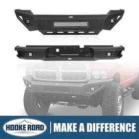 Bxg64616462 Hooke Road Combo Front Rear Bumper With Light Fit 2003-2005 Dodge Ram 2500 3500