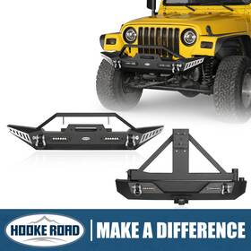 Qp.bxg-130 Hooke Road Qp.bxg-045 Steel Front Bumper Rear With Led Light For Jeep Wrangler 97-06
