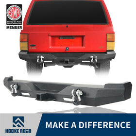 Bxg.9012 Hooke Road Rear Bumper Protector Guard With D-rings For Jeep Cherokee Xj 1984-2001