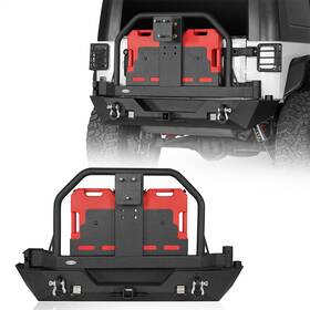Y3018f2015 Hooke Road Front Or Rear Bumper With Spare Tire Carrier And Fuel Can For 07-18 Jeep Wrangler Jk