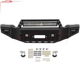 11576693 Issecondery Front Bumper Fits 2018-2020 Ford F150 Guard Light Bar Black Steel With D-rings