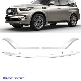 Nwpt9136cm Jx For 2018-2021 Infiniti Qx80 Front Bumper Lower Center Chrome Molding Insert 3pcs