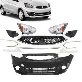 Ospcgc907 Jx Fit 17-20 Mitsubishi Mirage Hatchback Kit Front Bumper Cover&grille With Headlights