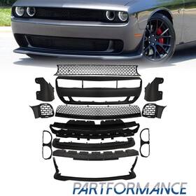 1kpch1205k36 Karpal 13pcs For 2015-2023 Dodge Challenger Front Bumper Kit Hellcat Style With Grille Lip