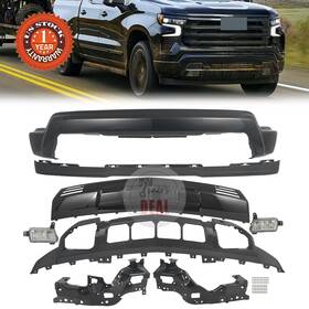 1kpgm1205k49 Karpal 8 Front Bumper Cover Assembly Black With Fog Light Fit 22-26 Chevy Silverado 1500