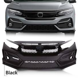 1kphd1205k16 Karpal Fit 2016-2021 Honda Civic Type R Style Front Bumper Cover Grille Kit With Lip