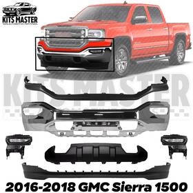 15759296 Kits Master Front Bumper Chrome Kit With Fog Lights Assembly For 2016-2018 Gmc Sierra 1500