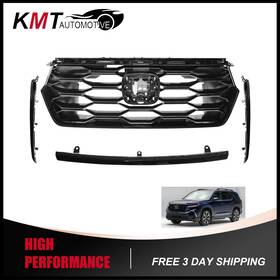 Kmtot003730b Kmt Automotive Fits 2023-2025 Honda Pilot Front Bumper Grille Gloss Black With Trim Molding