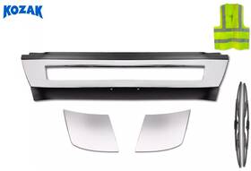 V-059889 Kozak Center Bumper With Chrome Strip And Corners Trim Set Compatible Volvo Vnl 04-15