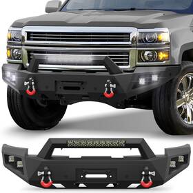 Bp-c1005 Lamdemotor Front Bumper For 2014-2015 Chevy Silverado 1500 With Winch Plate And Led Lights