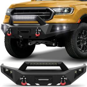 Bp-f1013 Lamdemotor For 2019-2023 Ford Ranger Xl Steel Front Bumper With Winch Plate And Led Lights
