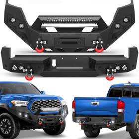 Bt-2022374-375 Lamdemotor Front And Rear Bumper For Toyota Tacoma 2016-2023 Steel With Led Lights Winch Plate