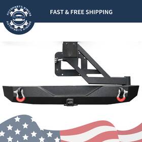 Ledkingdomus 197839138872 For 07-18 Jeep Wrangler Jk And Unlimited Jku Rear Bumper With Tire Carrier D-ring