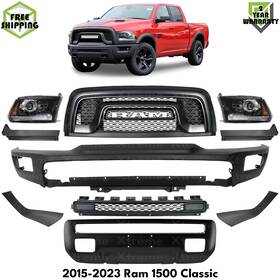 17328163 Locusautoparts Front Bumper Paintable Steel And Headlights Kit For 2015-2023 Ram 1500 Classic