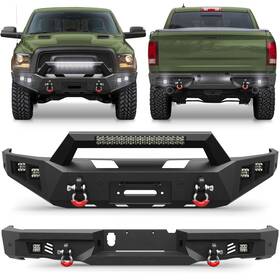 Bp-r1011-r1012 Longcarpart Front Or Rear Bumper With Winch Mount &led Lights For Dodge Ram 1500 Rebel 2015-18