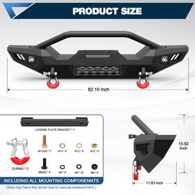 Bt-2022351-352 Longcarpart Fits For Jeep Wrangler Jk 2007-2018 Front/rear Bumper With Winch Mount And Led Lights