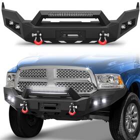 2022372 Longsun For 2013-2018 Dodge Ram 1500 Steel Front Bumper With Winch Plate And Fog Light &d-ing
