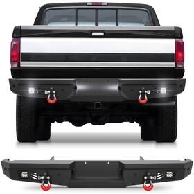 Bp-f1012 Longsun Heavy Duty Steel Rear Bumper With Led Lights Fits 1992-1996 Ford F150 F250 F350