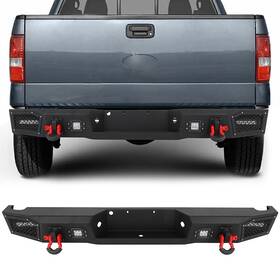 12802351 Luxfineparts Rear Bumper For 1997-2004 Ford F150 1997-1999 F250 With Led Light Black
