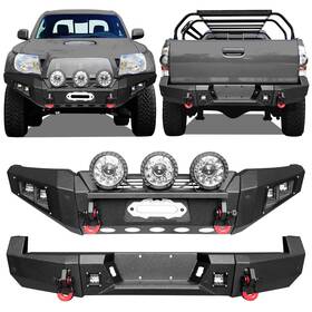 Ta-f01-r01 Luywte For 2005-2015 Toyota Tacoma Front/rear Bumper With Round Lamp Headlight And D-ring