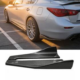 Th12c Lwx 2pcs Carbon Style Rear Bumper Diffuser Side Splitter Spats For Infiniti Q50 Q60