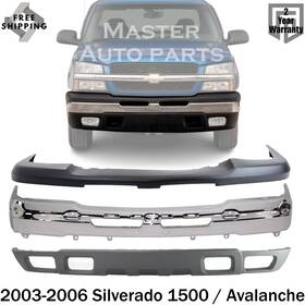 P130218122735 Master Auto Parts Front Bumper Chrome Steel Kit For 2003-2006 Chevrolet Silverado 1500 Avalanche