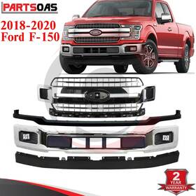 17206897 Mib-outlet Front Bumper Face Bar Chrome And Grille Assembly Kit For 2018-2020 Ford F-150