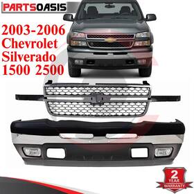 9609059 Mib-outlet Front Bumper Chrome And Valance Kit For 2003-2006 Chevrolet Silverado 1500 2500