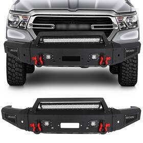 11244704 Michelleautoitem Black Steel Front Bumper For 2021-2022 Ram Trx With Winch Seat And Lights