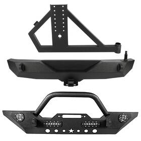11300324 Michelleautoitem Front Bumper And Rear With Tire Carrier Leds For 2007-2018 Jeep Wrangler Jk