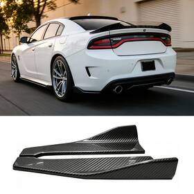 Th12 Mkymotor Pair Carbon Style Pattern Rear Bumper Splitter Diffuser Spats For Dodge Charger