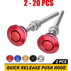 Ww20033 Motorwarehouse 2-20x Push Release Button Quick Bonnet Hood Pins Lock Car Clip Bumper Latch Red