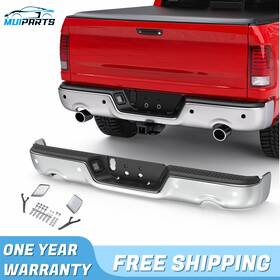 M5400704g2 Mulparts New Chrome Rear Step Bumper For 2009-2019 Ram 1500 With Dual Exhaust Sensor Holes