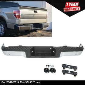 Munirater 191275228982 Fit For Ford F150 2009-2014 Truck Chrome Complete Rear Steel Bumper Assembly