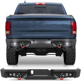 Bp-r1012 Newbmpshop Steel Black Rear Bumper For 2015-2018 Ram 1500 Rebel With D-rings And Sensor Holes