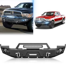 Aocb070153159 Obnaux Front Bumper With Winch Plate Sensor Holes D-rings For 2009-2012 Dodge Ram 1500