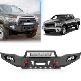 Aocb070156159 Obnaux Front Bumper With Sensor Holes Skid Plate And Winch For 07-2013 Toyota Tundra