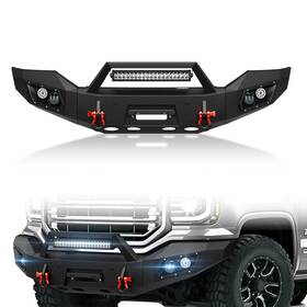 Obnaux Kocb010078123 Front Bumper For 2016 2017 2018 Gmc Sierra 1500 Pickup With Winch Plate&sensor Hole