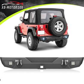 Xrnb051139133 Obnaux For 1987-2006 Jeep Wrangler Tj Yj Lj Rear Bumper 2 Inch Hitch Receiver D-rings