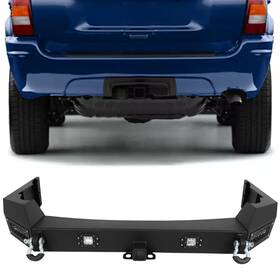 Pa129740r01 Parautostore For 1999 2000-2004 Jeep Cherokee Wj Rear Bumper With Led Spotlights Black Steel