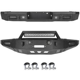Pa836040p01 Parautostore For 09-14 Ford F150 Svt Raptor Black Steel Front Rear Bumper With Led Light D-ring