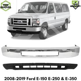 11069043 Parts Oasis Front Bumper Chrome And Valance Kit For 2008-19 Ford E-150 E-250 E-350 Super Duty