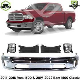 12760502 Parts Oasis Front Bumper Chrome Kit For 2014-2018 Ram 1500 And 2019-2022 Classic