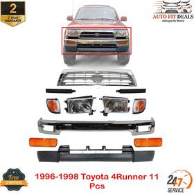 12693853 Perfect Fit Front Bumper Face Bar Chrome Steel Kit For 1996-1998 Toyota 4runner 11 Pcs