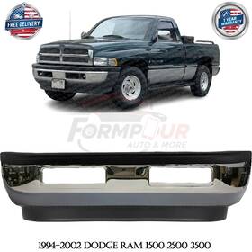 13417972 Perfect Fit Front Bumper Chrome And Fog Lights Kit For 1994-2002 Dodge Ram 1500 2500 3500