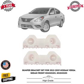 13458535 Perfect Fit Bumper Bracket Set For 2012-2019 Nissan Versa Sedan Front Plastic 2pc