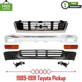 14462142 Perfect Fit Front Bumper Chrome Kit With Brackets For 1989-1991 Toyota Pickup 4wd